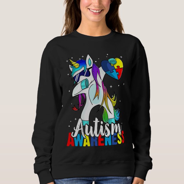 Sudadera Dabbing Unicorn Autism Awareness Kids Girls Boys B (Anverso)