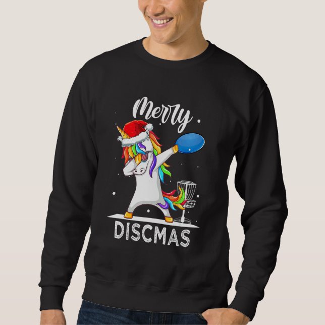 Sudadera Dabbing Unicorn Dab Xmas Disk Golf Player Christma (Anverso)