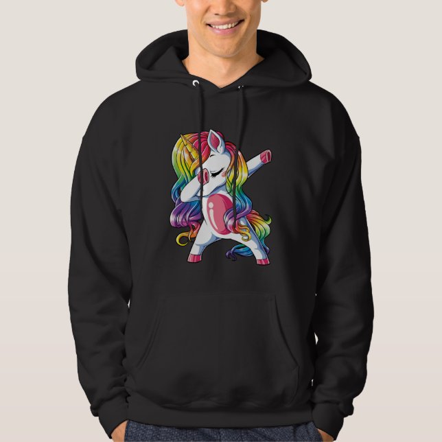 Sudadera Dabbing Unicorn Girls Kids Rainbow Dab Dance Squad (Anverso)