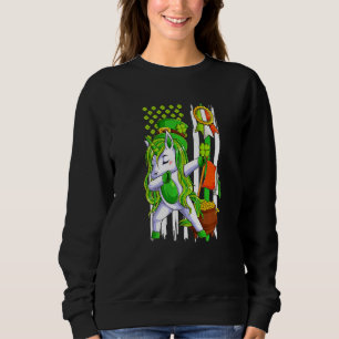 Sudadera Dabbing Unicorn Leprechaun St Patrick's Day Irish