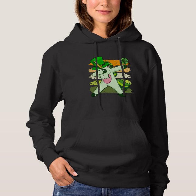 Sudadera Dabbing unicorn shamrock St Patrick's Day  1 (Anverso)