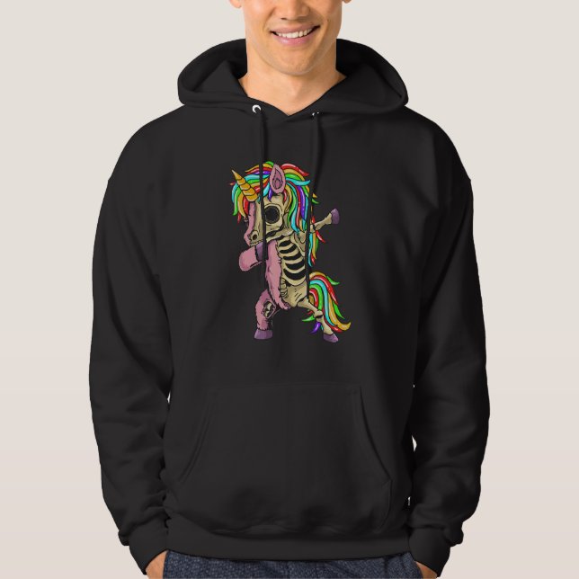 Sudadera Dabbing Unicorn Skeleton Halloween for Boys Kids (Anverso)