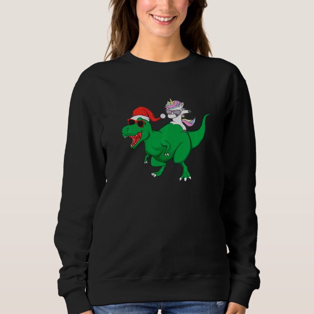 Sudadera Dabbing Unicorn T Rex Dinosaur Navidades (Anverso)
