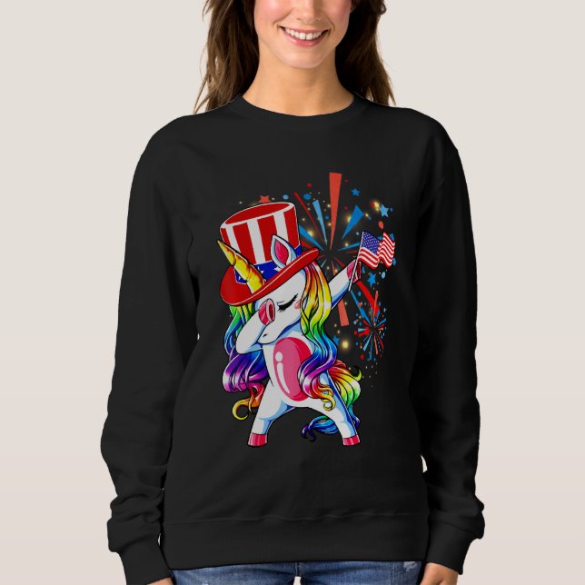 Sudadera Dabbing Unicornio 4 De Julio Chicas Niños Adolesce (Anverso)