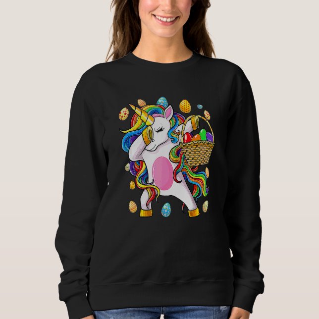 Sudadera Dabbing Unicornio Dab Huevo caza Unicornio Día de  (Anverso)
