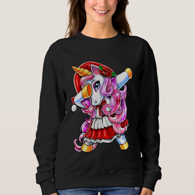 Sudadera Dabbing Unicornio Navidades Santa Costume Unicorn  (Anverso)