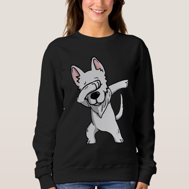 Sudadera Dabbing White German Shepherd Dog Dab Dance (Anverso)