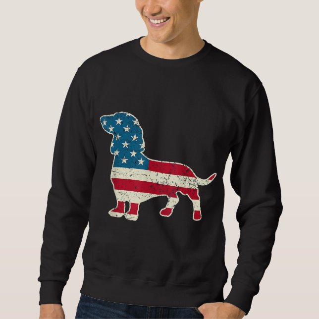 Sudadera Dachshund 4 de julio Perro amante Regalo Hombres M (Anverso)