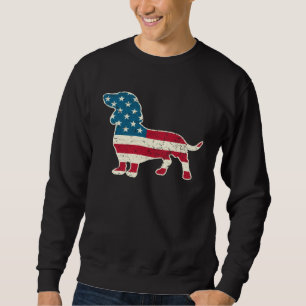 Sudadera Dachshund 4 de Julio Perro Hombres Mujeres USA Am