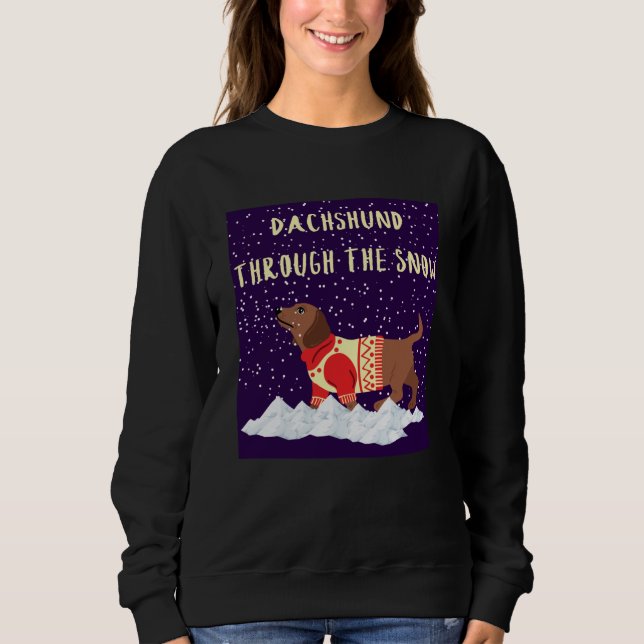 Sudadera Dachshund A Través De La Nieve (Anverso)
