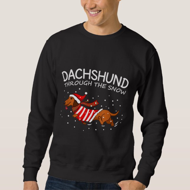 Sudadera Dachshund A Través De Los Navidades De Perro Graci (Anverso)
