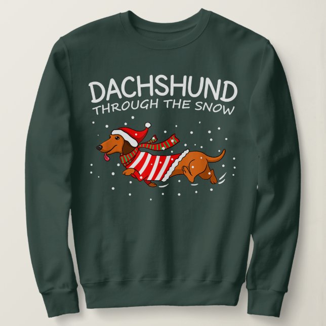 Sudadera Dachshund A Través De Los Navidades De Perro Graci (Anverso del diseño)