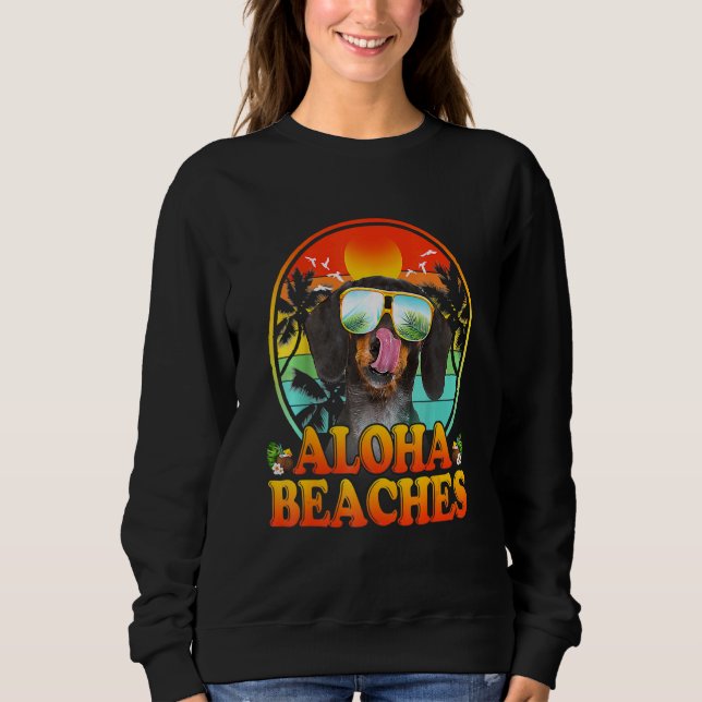 Sudadera Dachshund Aloha Bebe Hawai Hawaii Vintage Do (Anverso)