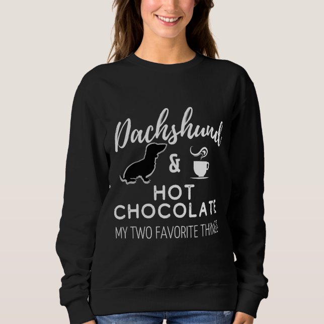 Sudadera Dachshund Amp Hot Chocolate Print Black (Anverso)