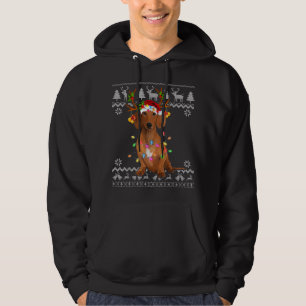 Sudadera Dachshund Árbol de Navidad Luz Santa Hat Perro