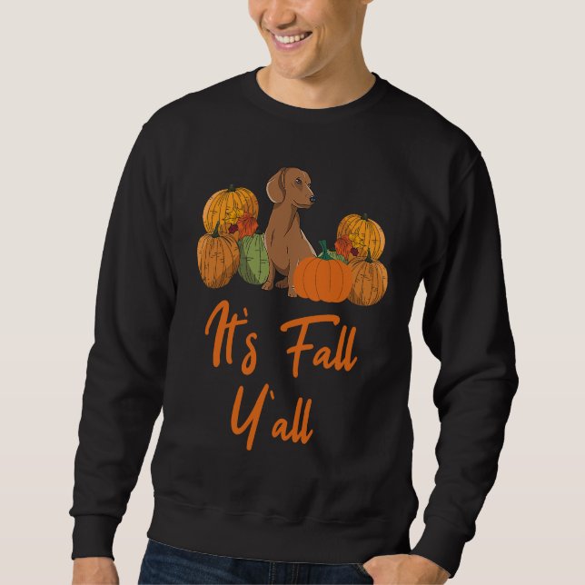 Sudadera Dachshund Autumn Fall Season Leopard Pumpkin Dog (Anverso)