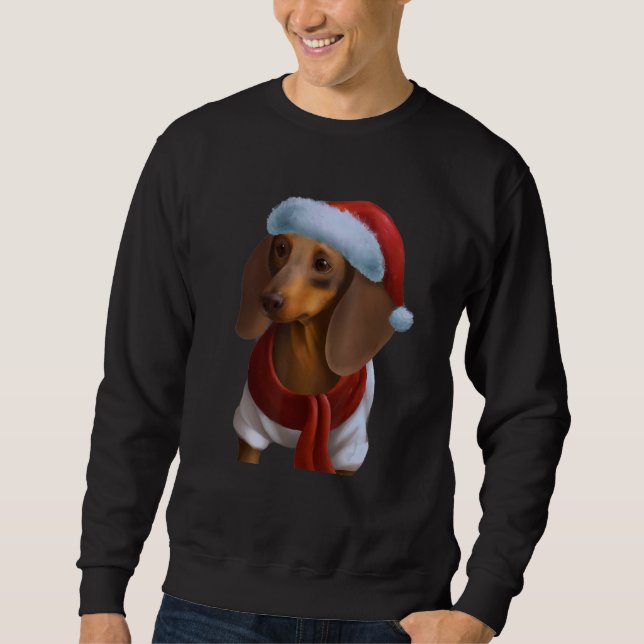 Sudadera Dachshund Chiweenie Wiener Dog Santa Claus Hat Chr (Anverso)
