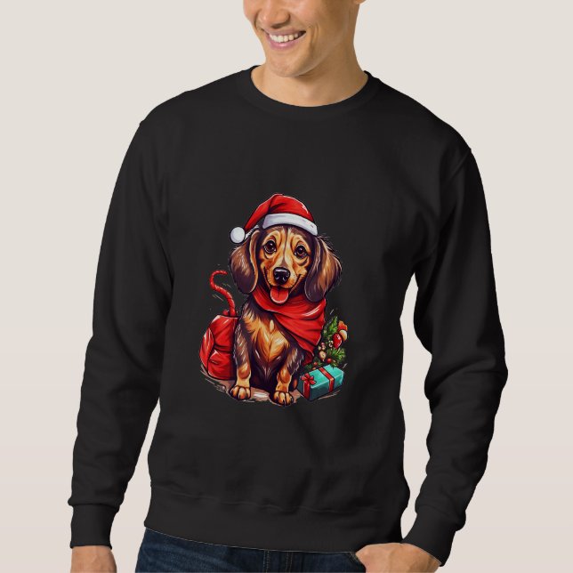 Sudadera Dachshund Christmas Fun Festive Holiday Dog Design (Anverso)