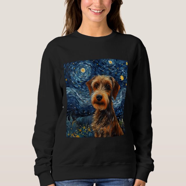 Sudadera Dachshund con cable de la noche estrellada - Dac c (Anverso)