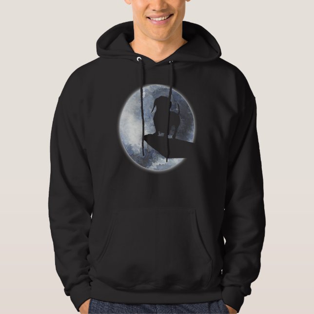 Sudadera Dachshund Cuppy Perro Silhouette Y Moon (Anverso)