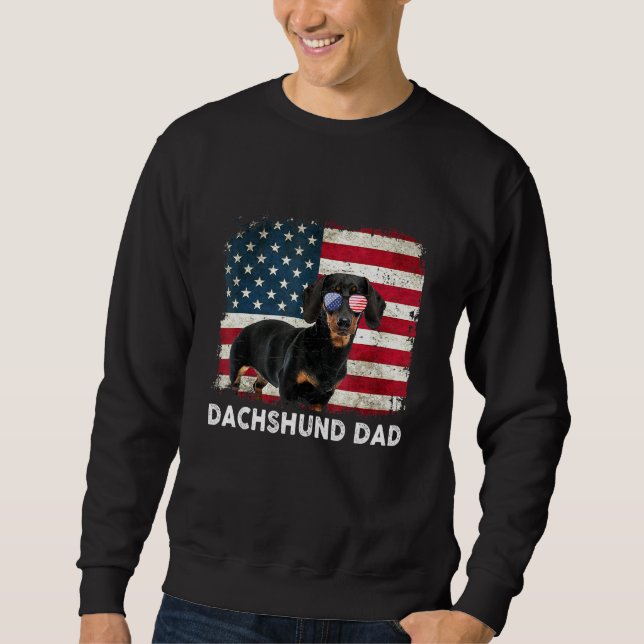 Sudadera Dachshund Dad American Flag El 4 De Julio (Anverso)