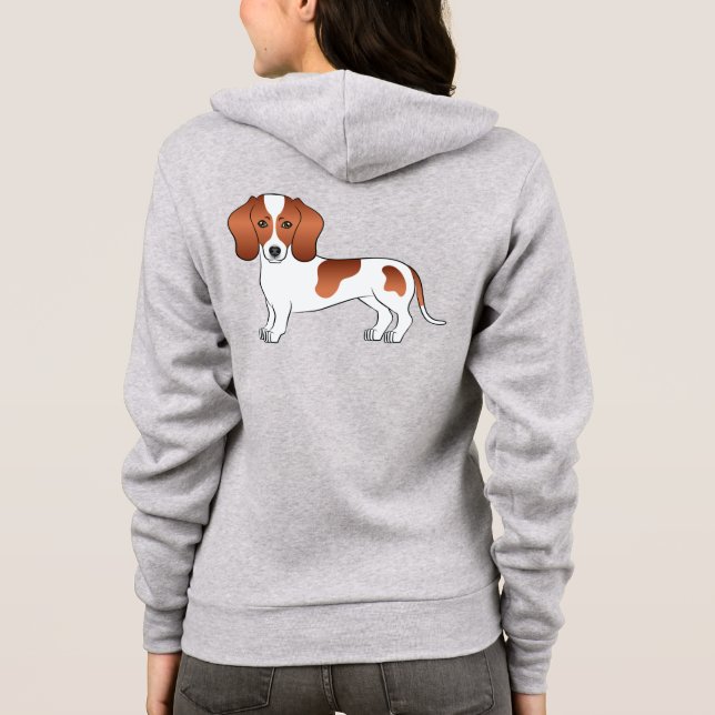 Sudadera Dachshund de pelo corto manchado rojo Cartoon Perr (Reverso)