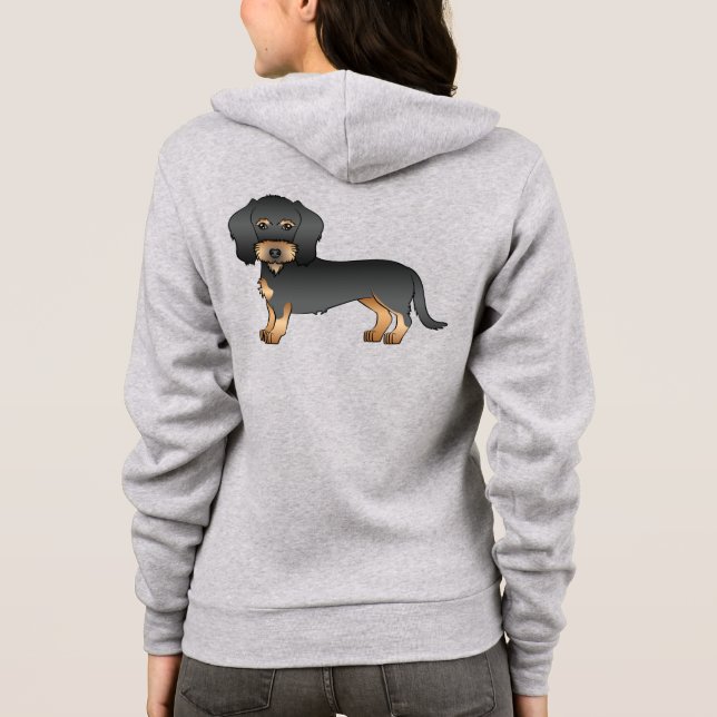 Sudadera Dachshund de pelo duro negro y marrón perro de dib (Reverso)