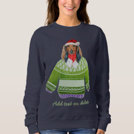 Sudadera Dachshund de pelo largo y navidad fea Camiseta par
