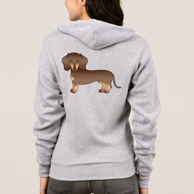 Sudadera Dachshund De Pelo Liso De Chocolate Y Canela Perro (Reverso)
