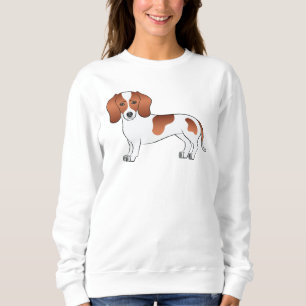 Sudadera Dachshund de Pelo Liso Piebald Rojo Perro de Dibuj