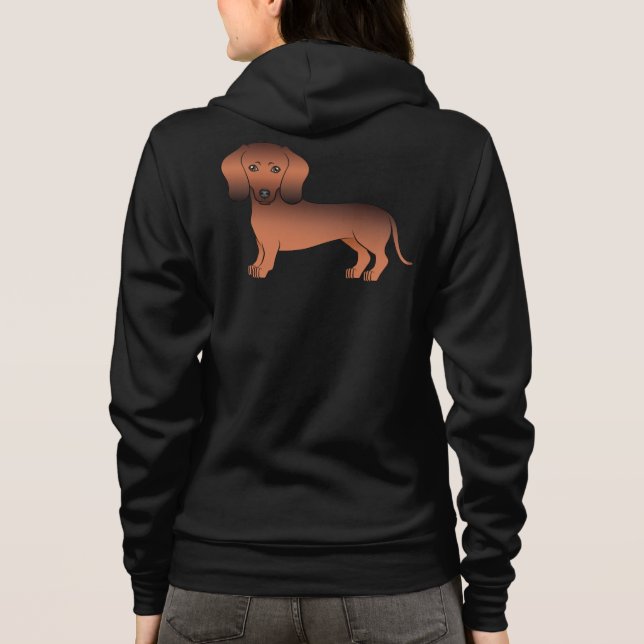 Sudadera Dachshund de pelo liso rojo sable Cartoon perro li (Reverso)