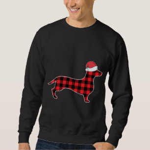Sudadera Dachshund Decoraciones navideñas Red Plaid Buffalo