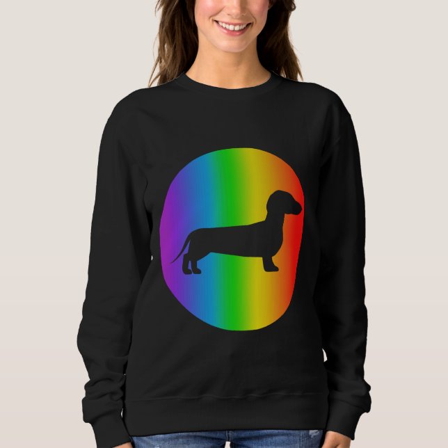 Sudadera Dachshund Dog Lover Rainbow Silhouette (Anverso)
