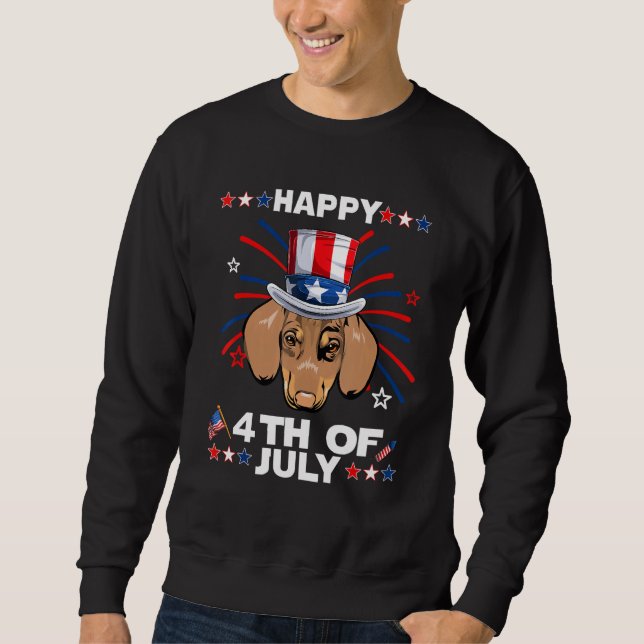 Sudadera Dachshund Dog Patriotic American 4th Of July Dogs (Anverso)