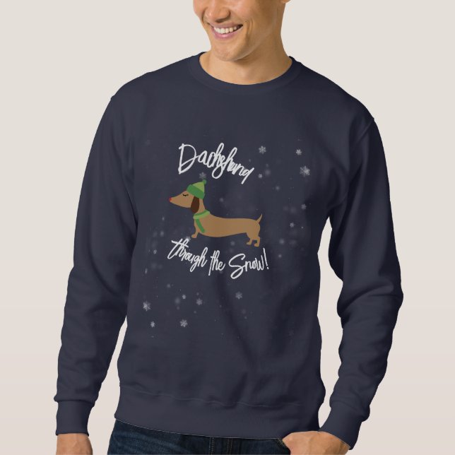 Sudadera Dachshund Doxie a través de la camiseta de los Nav (Anverso)