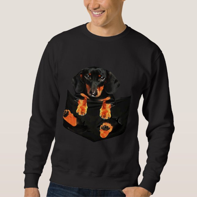 Sudadera Dachshund En La Cara Del Perro De Bolsillo (Anverso)