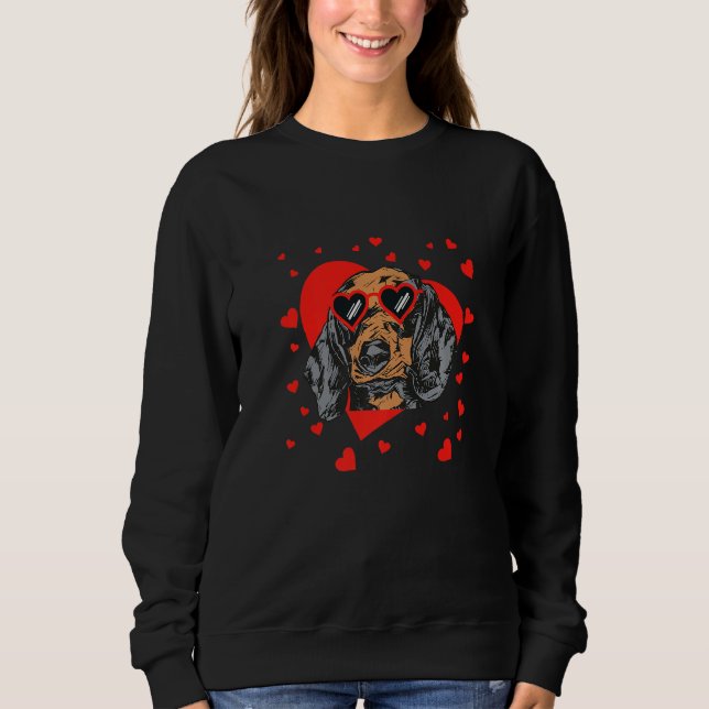 Sudadera Dachshund Face Heart Glasses Valentines Day Pet Do (Anverso)