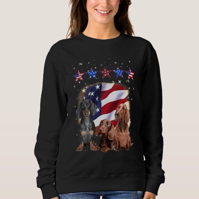 Sudadera Dachshund Feliz Día de la Independencia de Estados (Anverso)