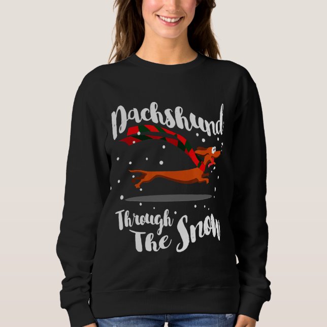 Sudadera Dachshund Gif A Través De La Nieve (Anverso)