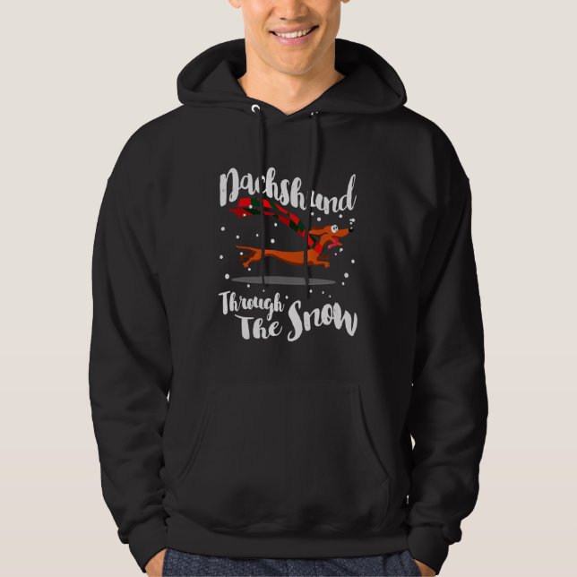Sudadera Dachshund Gif Through The Snow (Anverso)