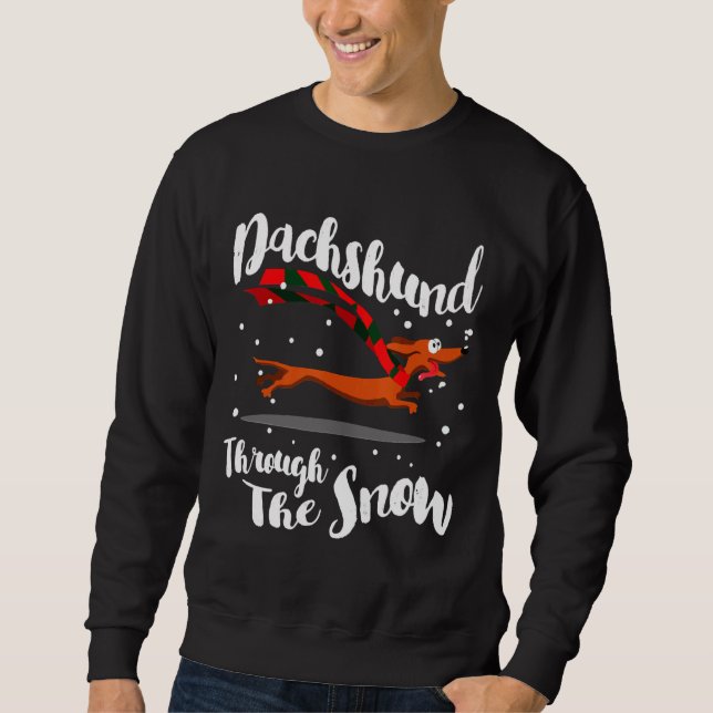 Sudadera Dachshund Gif Through The Snow (Anverso)