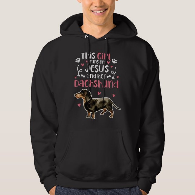 Sudadera Dachshund Girl Runs On Jesus And Dachshund (Anverso)