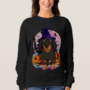 Sudadera Dachshund Gracioso Perro Bruja Halloween