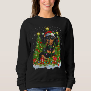 Sudadera Dachshund Iluminando el árbol de Navidad Dachshund