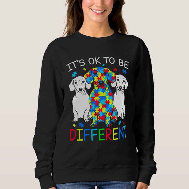 Sudadera Dachshund It's Ok To Be Different Autism Awareness (Anverso)