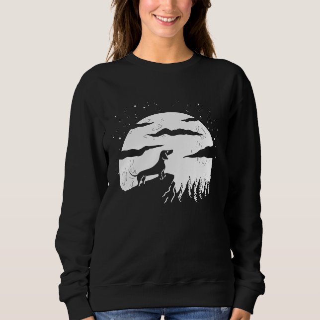 Sudadera Dachshund Looking At The Moon (Anverso)