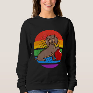 Sudadera Dachshund Love Lgbt Rainbow Heart Wiener Dog Adopt