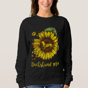 Sudadera Dachshund Mamá Mejor Regalo Diseño De Girasol Con