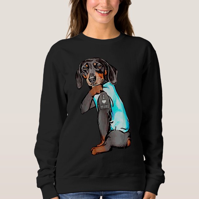 Sudadera Dachshund Me Encanta Mimi Tattoo Apparel perro Mim (Anverso)