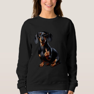 Sudadera Dachshund negro con dedo medio